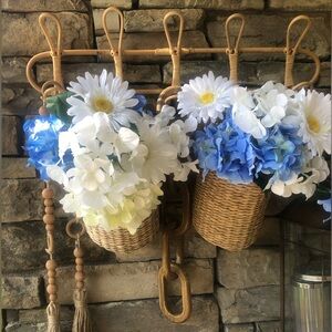 NEW! Hyacinth Woven Wall Pocket Baskets S/2